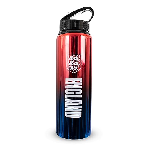 Hy-Pro Officially Licensed England FA 750ml Aluminium UV Bottle | Integrated Folding Straw, Neochrome Finish, Leakproof, Lightweight, BPA Free