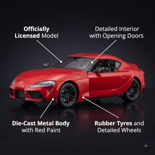 Image of Wizplex CCA Officially Licensed Toyota GR Supra 1:64 Scale Die Cast Metal Car - Collectible Alloy Sports Coupe with Openable Doors & Free-Rolling Wheels, Display Showpiece for Kids 3+