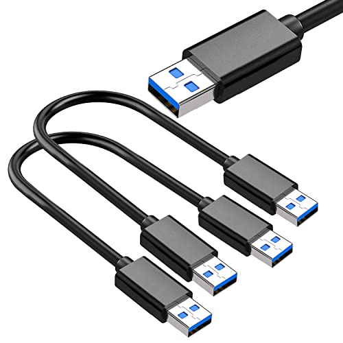 SaiTech IT 2 Pack 20cm Super Speed USB 3.0 Type A Cable â€“ Male to Male USB Cord Short Cable for Hard Drive Enclosures, Laptop Cooling Pad, DVD Players- Black