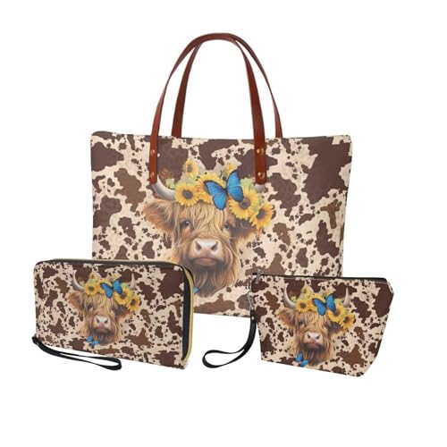 Image of Top Handle Purse for Women, Large Tote Handbag With PU Wallet Set, Gift for Mom