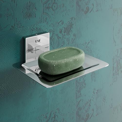 Image of USF Bathroom Soap Dish, Stainless Steel Single Soap Holder for Wash Basin & Shower Utility Area, Scratch Resistant Surface, Chrome Finish, 3 Years Warranty, Pack of 1 - Lion