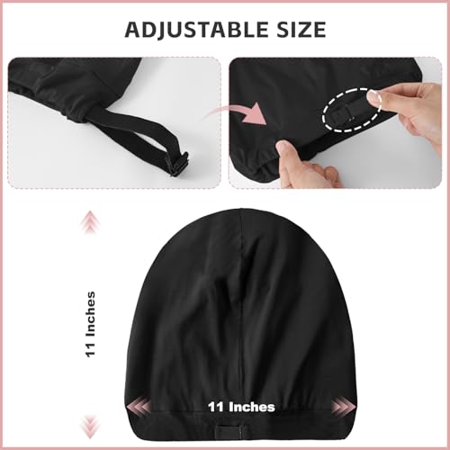 Image of ZHENSILK Silk Bonnet for Sleeping Women, Adjustable Silky Satin Lined Sleep Cap, Silk Hair Wrap Slouch Beanie Hat