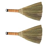 QUMIIRITY Robuste Reisstrohbesen 2 Stück mit Kleiner Besen und Mehlbesen Handliche Besen für Küche und Wohnräume