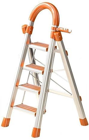 Folding 5-Step Ladder with Tool Holder Rack Lightweight Aluminum Step Stool for Home Office & Kitchen Anti-Slip Pedal 330 lbs Capacity Easy Grip Handle