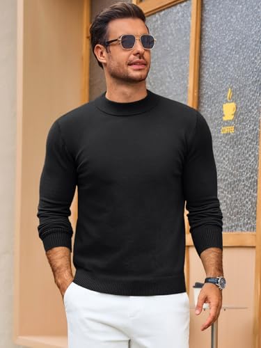 Runcati Mens Mock Turtleneck Pullover Slim Fit Casual Basic Thermal Knit Sweater Lightweight Long Sleeve Pullover Tee2