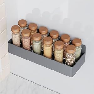 Magnetic Spice Rack for Refrigerator, Kitchen Organizer and Storage Shelf, Grey (4 Pack)… Magnetic Spice Rack for Refrigerator Kitchen Organizer and Storage Shelf Grey 4 Pack