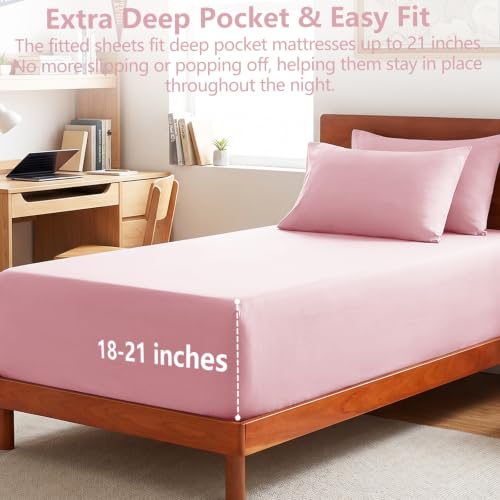 Image of CozyLux 4-Piece Twin XL Sheets, Fits 18-21 Inch Mattresses, Oeko-TEX
