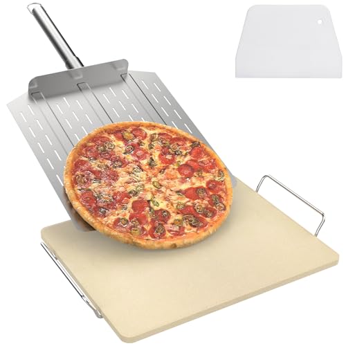 Universal Extra Large Pizza Stone with Rack for Oven, BBQ Grilling, 12