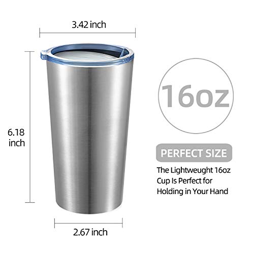 Meway 16Oz Tumbler 8 Pack Stainless Steel Travel Coffee Mug With Lid ,Double Wall Insulated Coffee Cup Gift In Bulk For Women For Home, Office, Travel Great(Silver, 8 Pack) #TOP2