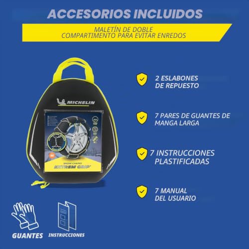 Cadenas de nieve metálicas MICHELIN 008429 Extrem Grip N°90 tensor manual 7