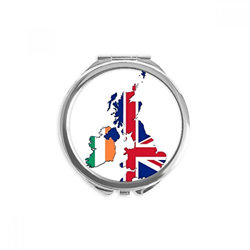 Miroir rond de maquillage portable avec motif Royaume-Uni et Irlande