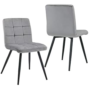 HNNHOME® – Lot de 2 chaises de capitonnée Cubana avec pieds en acier solide, noir
