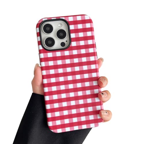 Coque iPhone 16 Pro rouge à carreaux pour exprimer votre style unique