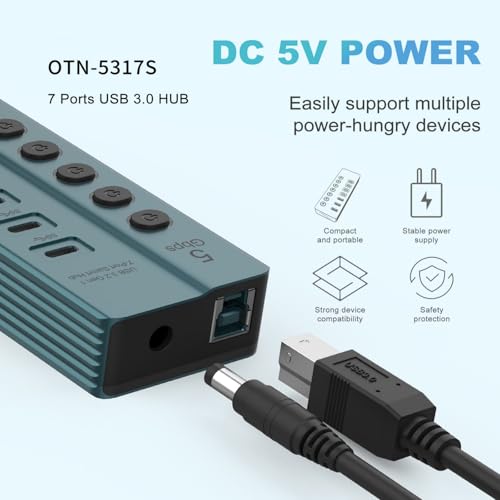 Répartiteur USB 5 Gbps 7 ports idéal pour le télétravail sur PC
