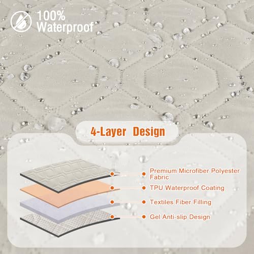 Image of VANSOFY 100% Waterproof Recliner Chair Covers, Recliner Cover Non-Slip Dog Chair Cover Furniture Protector Washable Slipcover with Pocket, Elastic Straps for Pets, Dogs(Beige, 23.6 inch)