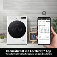 LG AI DD F4R7010TSWG Waschmaschine 10 kg, Frontlader, Serie R7, Waschmaschine Klasse A -10%, 1400 Umdrehungen, TurboWash 360, Dampf auf 7 Programmen, WLAN, freistehend, Weiß – Ansicht 6