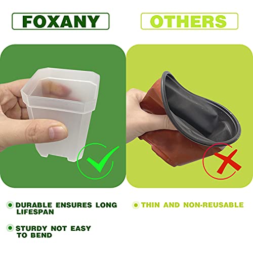 Foxany 3" Clear Nursery Pots, 30 Pcs Thick Plastic Plant Pots, Square Flower Planting Pots, Seedling Planter Seed Starter Pots With Saucers #TOP3