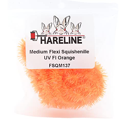 Hareline Fly Tying Flexi Squishenille - Medium, UV Fl Orange