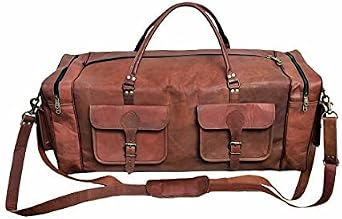 Real Goat Vintage Leather Large Travel Duffel Luggage Handmade, Gym, Hiking vintage brown Carry All Genuine Holdall Duffel Bag