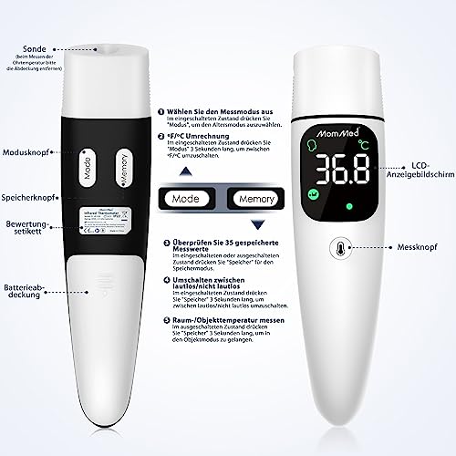 Fieberthermometer, berührungsloses Stirn-Ohrthermometer für Babys, Kinder und Erwachsene