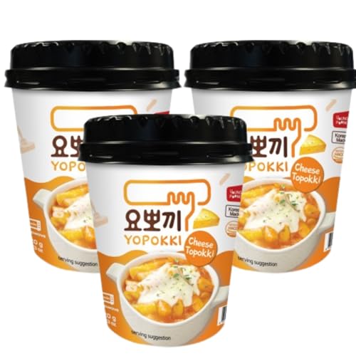 EasyCookAsia Tteokbokki Cup 2er3er 10er Set Koreanischer Reiskuchen im Becher | Süß & Scharf Jjajang Carbonara oder Cheese | Ready-to-Eat K-Streetfood für Zuhause (3er Käse)