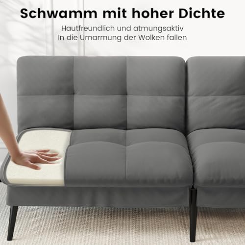 LUCKRACER Sofa 3 Sitzer Sofa Schlafsofa mit Schlaffunktion, überzug Futon Klappsofa, Bettcouch, ecksofa, Couch, 5 Verstellbare Winkel, Ideal für Wohnungen Wohnzimmer aus Stoff Grau