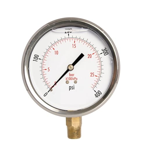Manomètre pression huile 4 pouces inox 0-400 PSI pour circuit hydraulique et moteur
