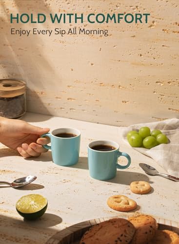 Image of Sweese 3.5oz Porcelain Espresso Cups Set of 4, Mini Coffee Mugs Demitasse Cups - Turquoise