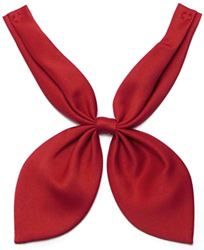 ハネクトーン セーラー蝶タイ スナップ留め 白 エンジ 紺 黒 ベージュ サックス 日本製 (エンジ)