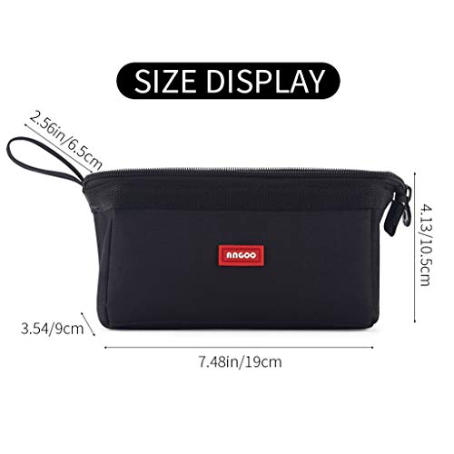 Cicimelon Multifunctional Pencil Pen Marker Case Pouch Bag Holder Small Cute Capacity For High Middle Primary School Student Aesthetic Teen Girl Boy Office Men Women Nurse Adults Portable (Black) #TOP2