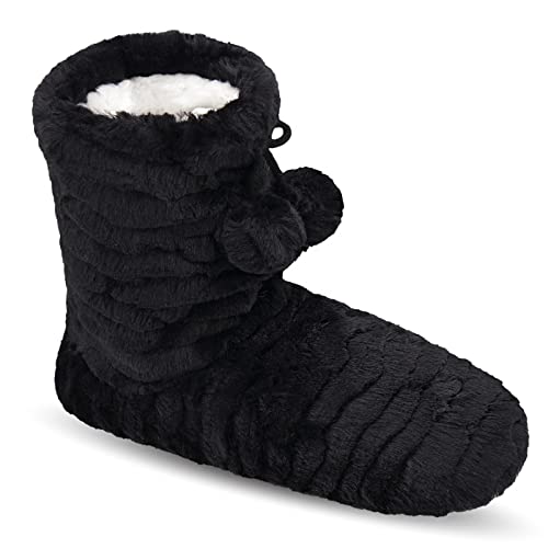 Keyela Womens Slipper Socks With Soles, Fluffy Cozy Soft Non-Skid Bottom Slippers Booties For Ladies, Fuzzy Winter House Slippers