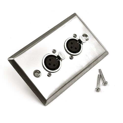 Placa de pared de acero inoxidable y conectores XLR de audio 5
