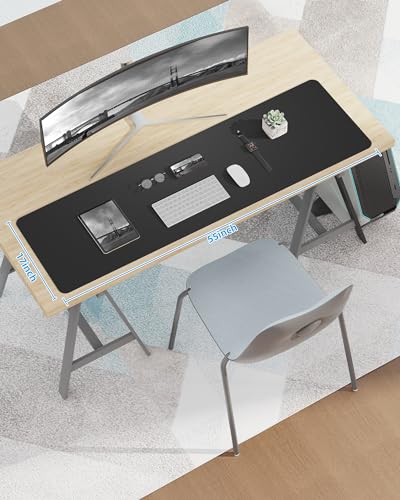 Image of Large Desk Mat,55 inch x 17 inchLeather Desk Pad Protector,Large Mouse Pad,Non-Slip PU Leather Desk Blotter, Laptop Desk Pad,Waterproof Desk Writing Pad for Office /Home /Decor (Black)