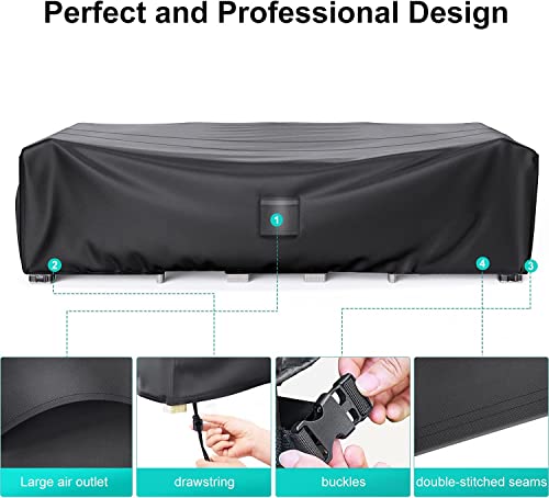 Image of Patio Furniture Covers, Heavy Duty Outdoor Furniture Cover Waterproof, Sectional Sofa Set Covers Table and Chair Set Cover, 128 inchLx83 inchWx28 inchH