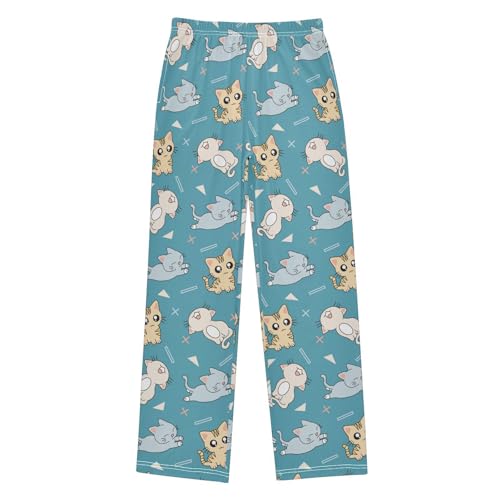Cute Animal Kitty Cats Boys Pants for Kids Jogger Pants with Pockets S-XL
