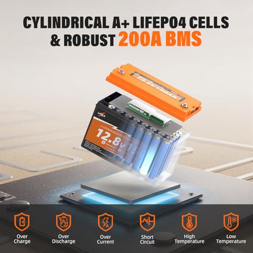 Image of 12V 150Ah Lithium Battery LiFePO4 Deep Cycle Battery, with Bluetooth and Low Temperature Protection, Built-in 200A BMS, Max.1920Wh Energy, 2560W Power, Perfect for Trolling Motor, RV, Solar System