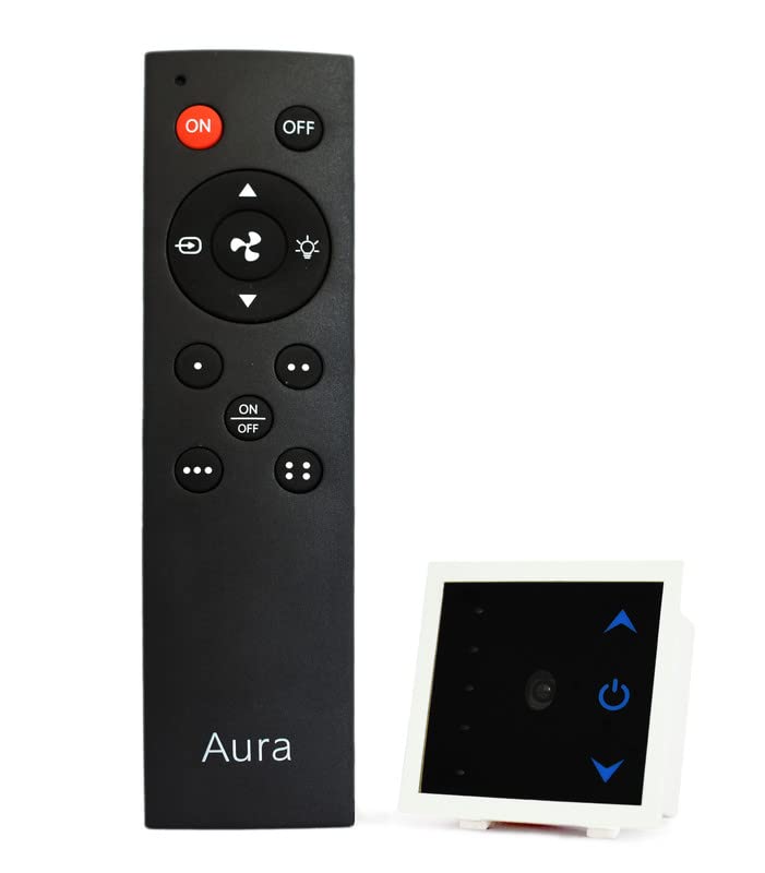 Aura Remote Control Fans Regulator with One Light Switch Comes with 7 Step Fan Speed Regulation,Hummless Regulation, IR Remote, with Memory Function (Fan Regulator and 1 Light)