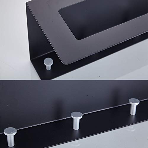 Toallero sin perforación con estante de aluminio negro resistente 7