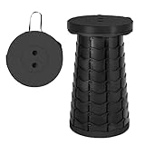 Wind Tour Portable Foldable Telescoping Stool Lightweight Collapsible Stool Retractable for Adults Outdoor Fishing Hiking Travel BBQ (Black)