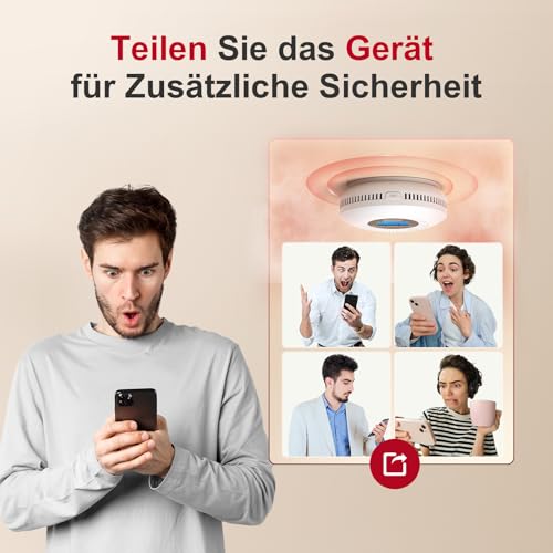 PHYSEN 2 in 1 WLAN Rauch und CO Melder, Rauchmelder und Kohlenmonoxidmelder mit Hochpräzise LCD-Digitalanzeige, Prüftaste und Austauschbare Batterie, EN14604 & EN50291 Standard Zertifiziert, 3St