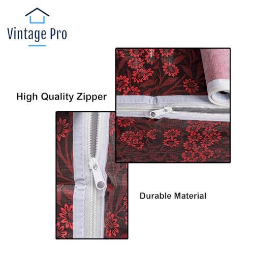 Image of Washing Machine Cover Suitable for Top Load Samsung Back Panel 6 Kg, 6.5 Kg, 7 Kg, 7.5 Kg, 8 Kg (55cmsX55cmsX92cms, Red Flower)