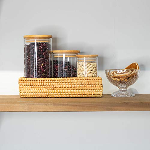 Rattan Trays For Counter Guest Napkin Holder For Bathroom Wicker Paper Hand Towels Holder Tray Storage Napkin Caddy Toilet Tank Kitchen Dressers Countertop Bath Decorative Kolstraw (Honey Brown) #TOP4