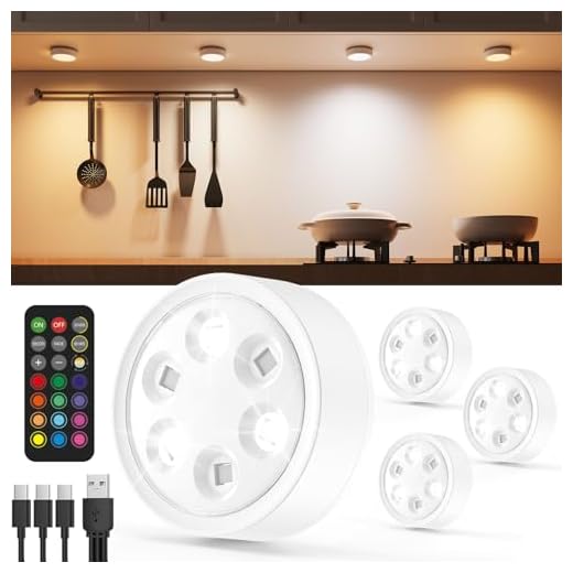 USB Rechargeable LED Puck Lights with Remote, 1000mAh Battery Operated Push Button Lights Stick on Magnetic Tap Lights for Closet Wireless Kitchen Under Cabinet Touch Light Classroom Voice Level Light