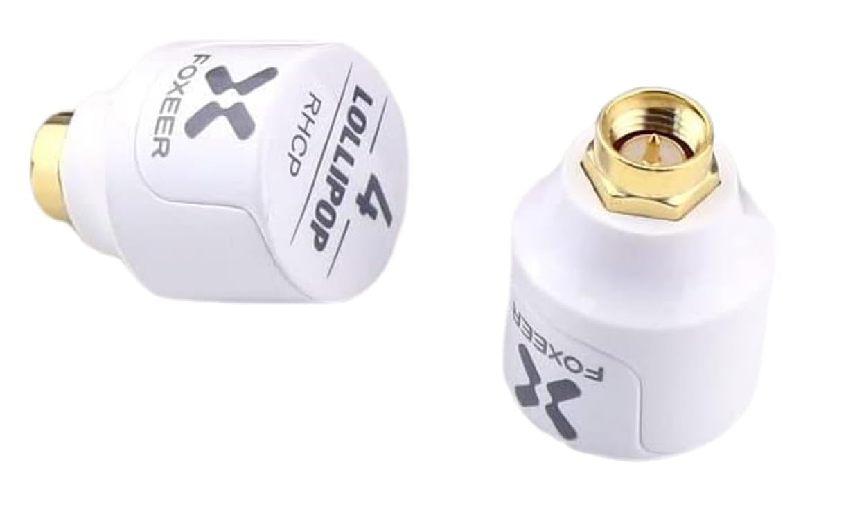 FOXEER Lot de 2 antennes FPV Lollipop 4 5,8 GHz RHCP 2,6 Dbi Stubby Antenne SMA pour drone FPV Racing Quadcopter Multicopter Fatshark Lunettes TX RX (Blanc-SMA)