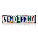 TREEPERI Vintage City Street Sign New York,NY Wall Decor Metal Tin Signs for Bar Home Bedroom Garage