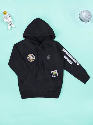 Image of KiddoPanti Unisex Solid Pullover Hooded Fleece Sweatshrit | Cotton Poly Fleece Fabric | Waist Length, Full Sleeve Hoodie | 2 Kangaroo Pockets | Winter Wear for Boys & Girls