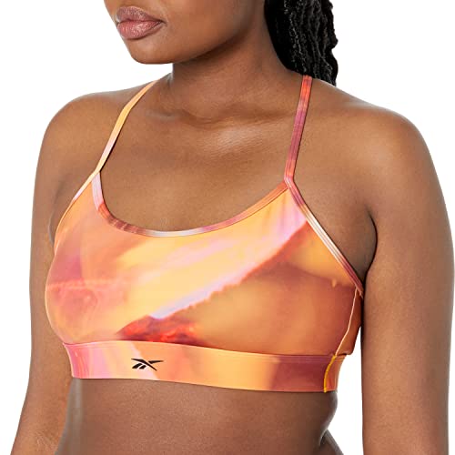 Image of Reebok Women's Standard Skinny Strap Lux Sports Bra, Medium Support, Punch Berry
