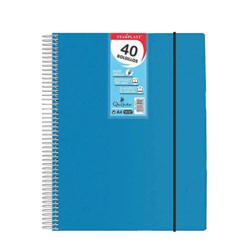 CARPETA ESPIRAL FLEXIBLE STARPLAST - Organizadores, con 40 fundas, transparentes lisas, A4, tapa de plástico resistente. Uso oficina, escolar,...