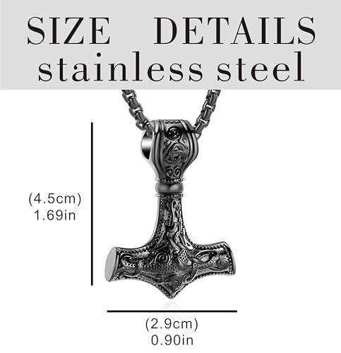 Collier viking marteau de Thor homme chaîne blé robuste - 5