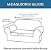H.VERSAILTEX 2 Separate Pieces Stretching Slipcover/Furniture Cover Suit for T Cushion/Box Cushion Thick and Durable Soft Spandex Jacquard Loveseat Cover for Leather Couch, Easy to Put On, Off White
